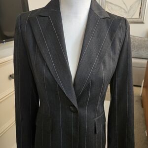 Ann Taylor Dark Gray Pinstripe Blazer